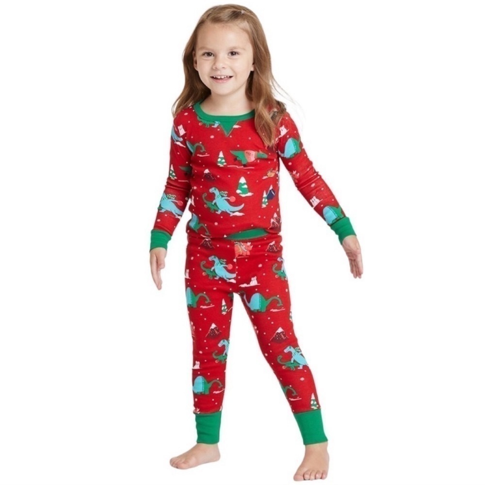Target Wondershop Holiday Dino Print Pajama Set Toddler Size 3T - Picture 3 of 11